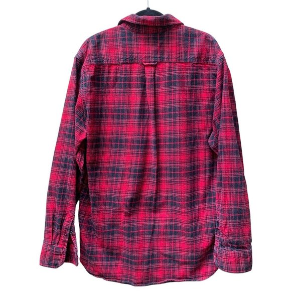 Jachs Men's XLT Red & Black Plaid Heavy Cotton Flannel Shirt Shacket 32” length - Picture 2 of 8